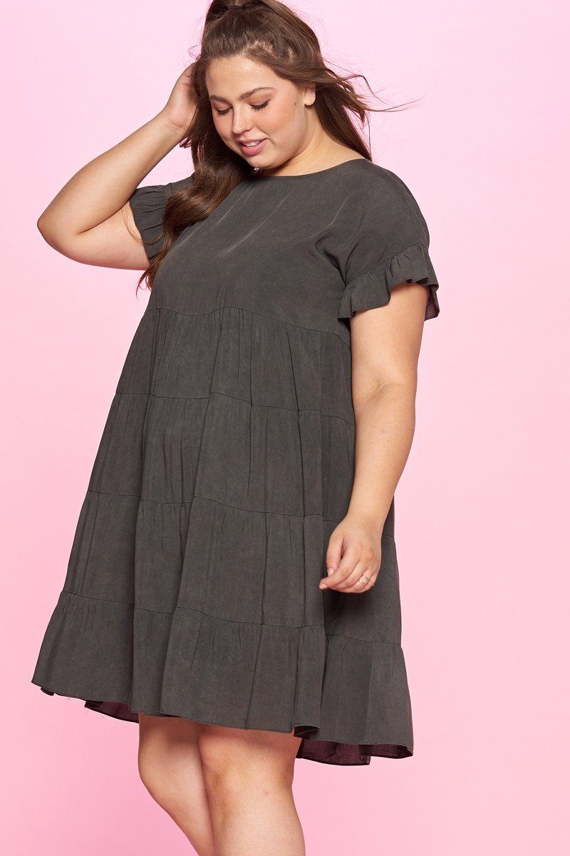 Solid Washed Woven Babydoll Dress - Absolute Fashion 2020