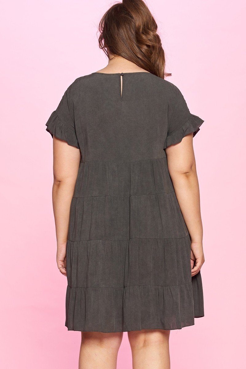 Solid Washed Woven Babydoll Dress - Absolute Fashion 2020