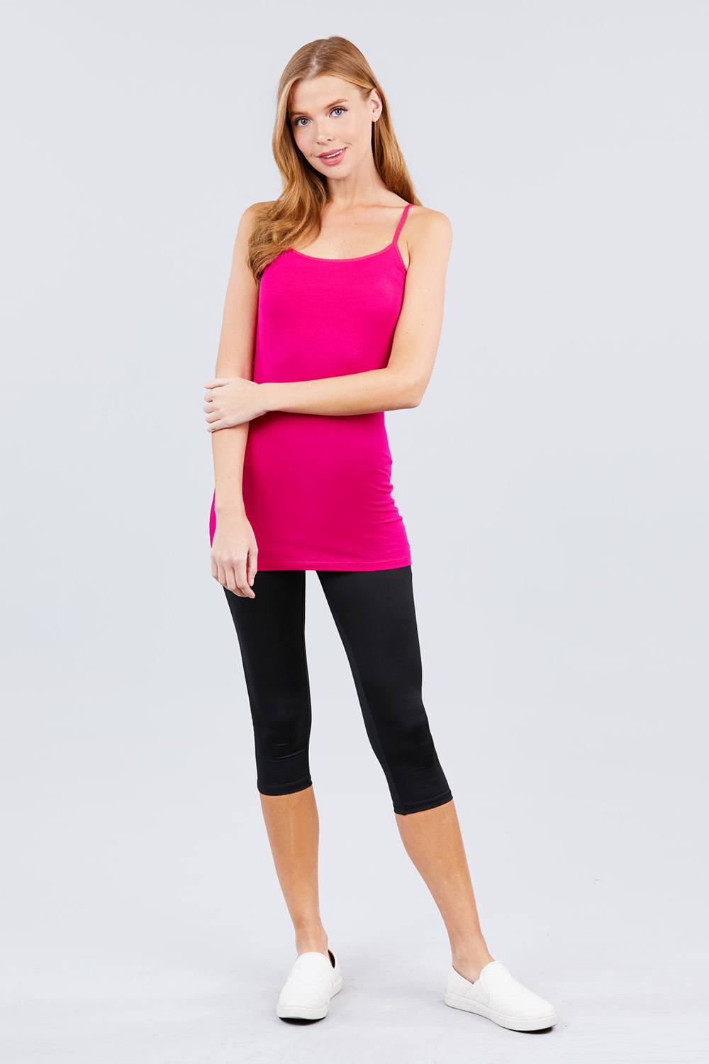 Basic Adjustable Spaghetti Strap Tunic Cami W/ Shelf Bra - Absolute Fashion 2020