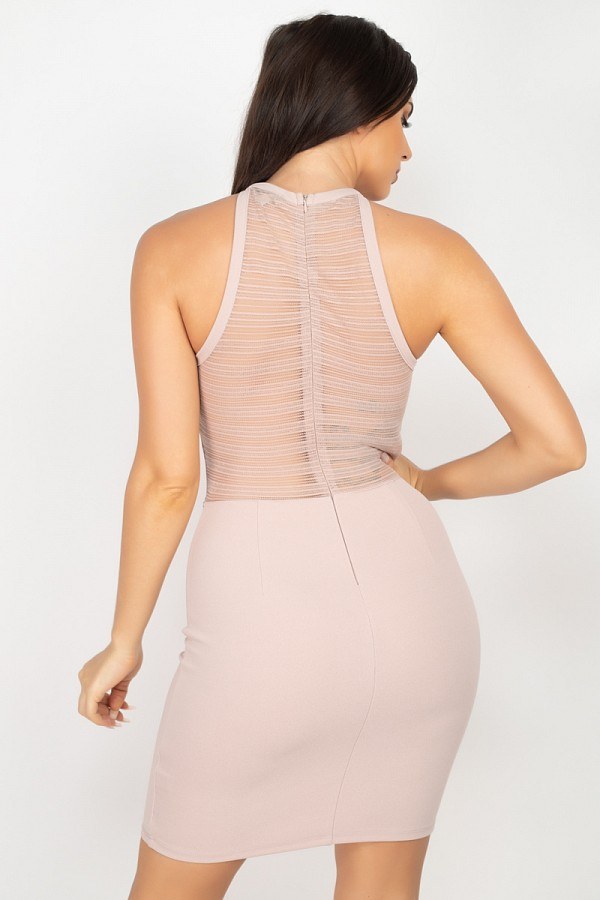 Rhinestone Trim Halter Dress - Absolute Fashion 2020