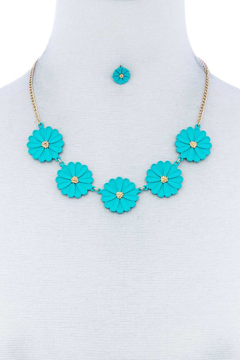 Fashion Cute Multi Tender Flower Necklace And Earring Set - Absolute Fashion 2020