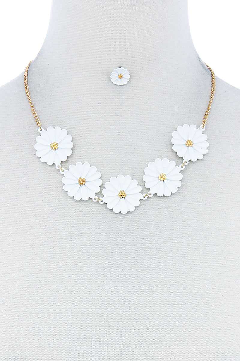Fashion Cute Multi Tender Flower Necklace And Earring Set - Absolute Fashion 2020