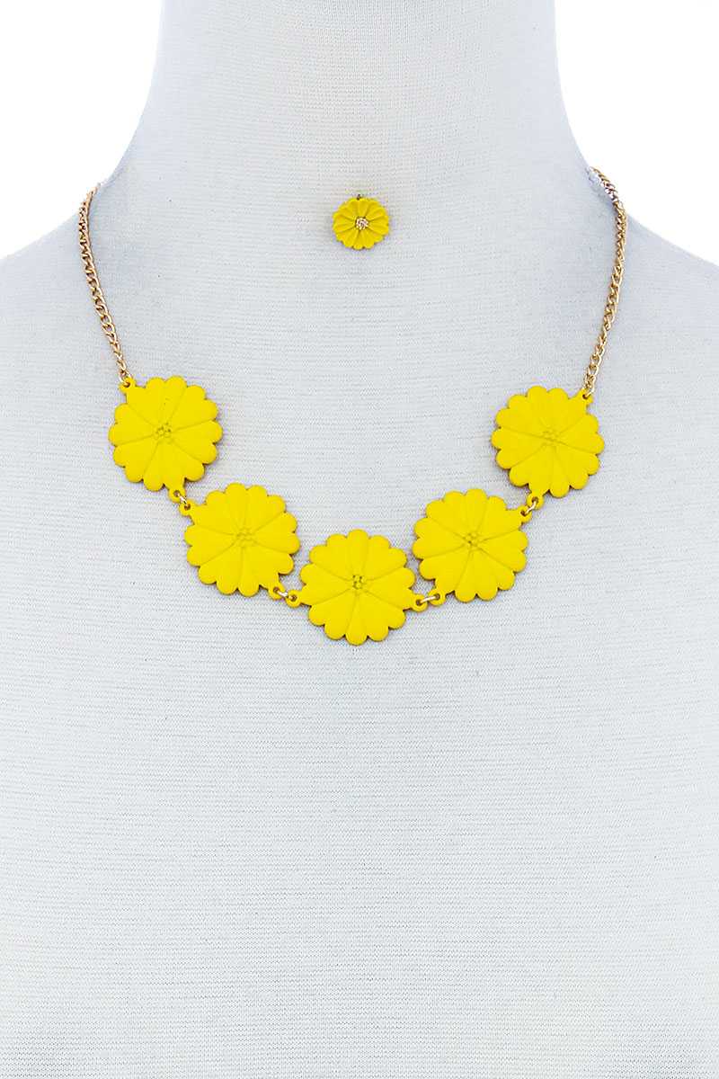 Fashion Cute Multi Tender Flower Necklace And Earring Set - Absolute Fashion 2020