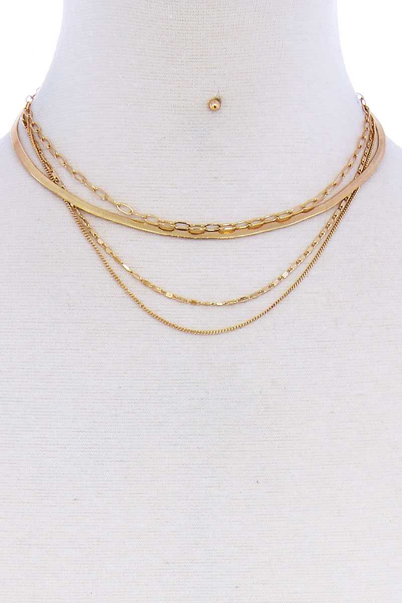4 Layer Multi Chain Necklace And Earring Set - Absolute Fashion 2020