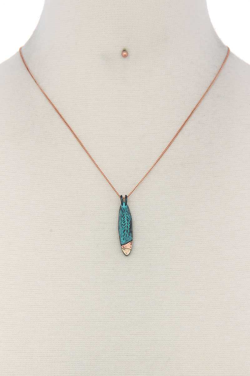 Feather Engrave Oval Shape Necklace - Absolute Fashion 2020