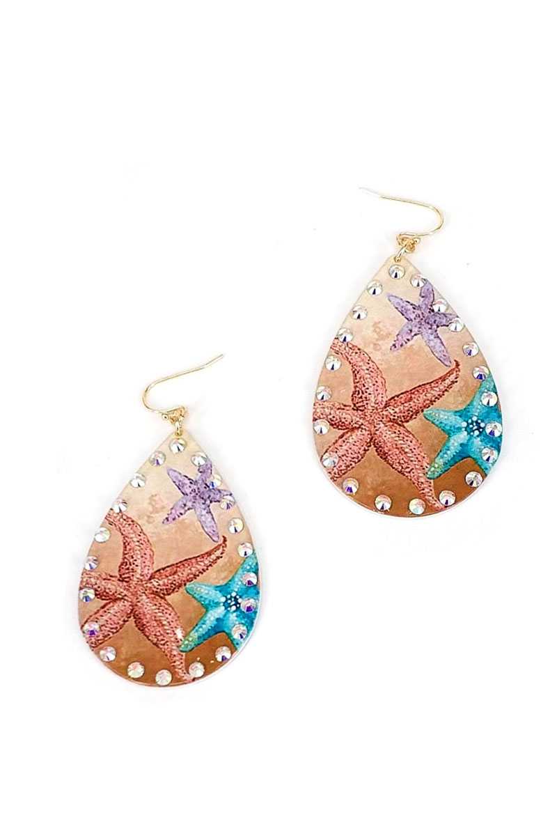Chic Stylish Star Fish Print Tear Drop Earring - Absolute Fashion 2020