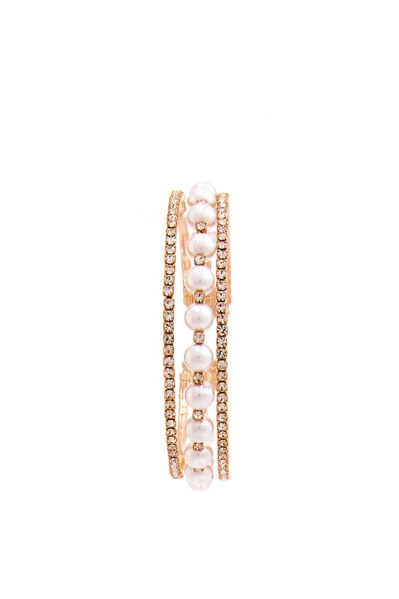 Rhinestone And Pearl Trendy Bracelet - Absolute Fashion 2020
