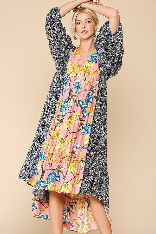 Floral Print V-neck Side Pocket Ruffled Dress - Absolute Fashion 2020