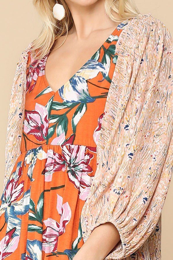 Floral Print V-neck Side Pocket Ruffled Dress - Absolute Fashion 2020