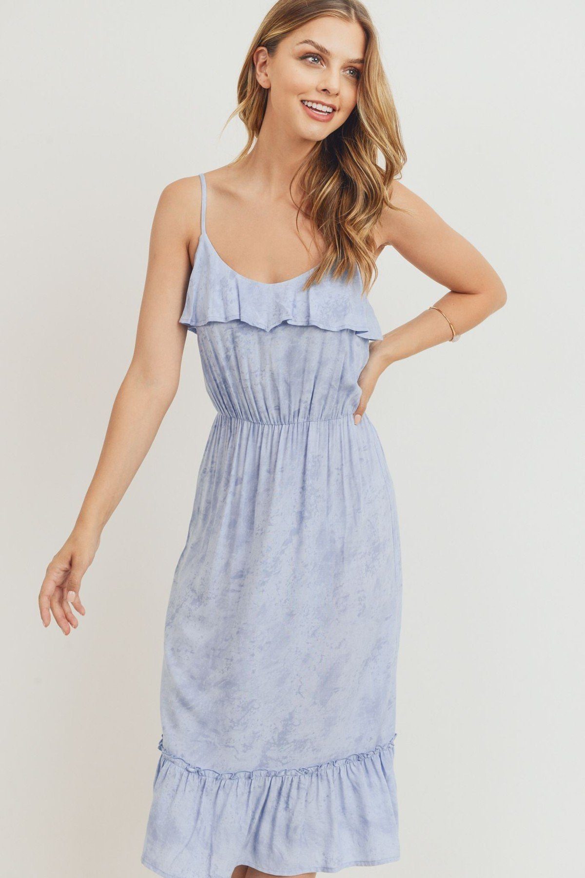 Ruffle Hem Spaghetti Strap Midi Dress - Absolute Fashion 2020