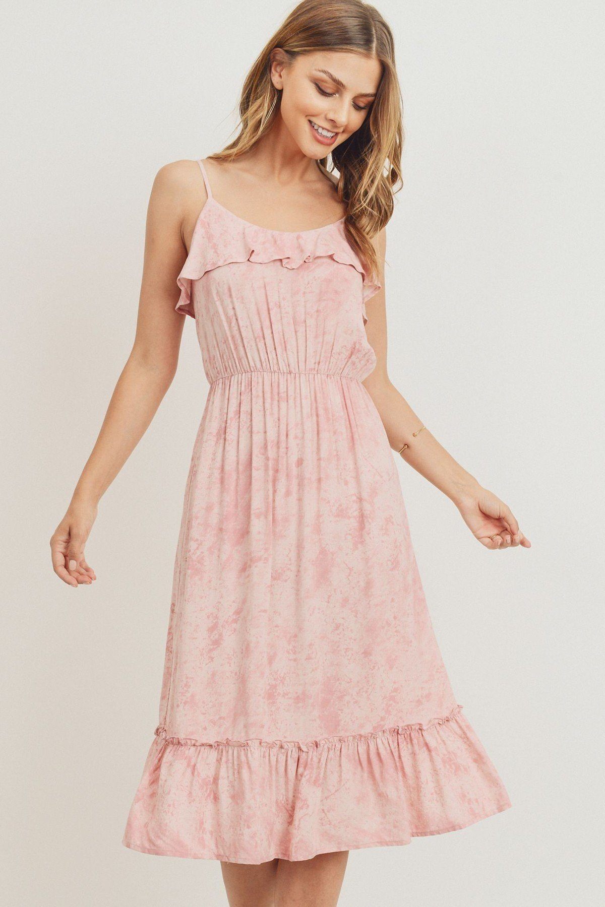 Ruffle Hem Spaghetti Strap Midi Dress - Absolute Fashion 2020