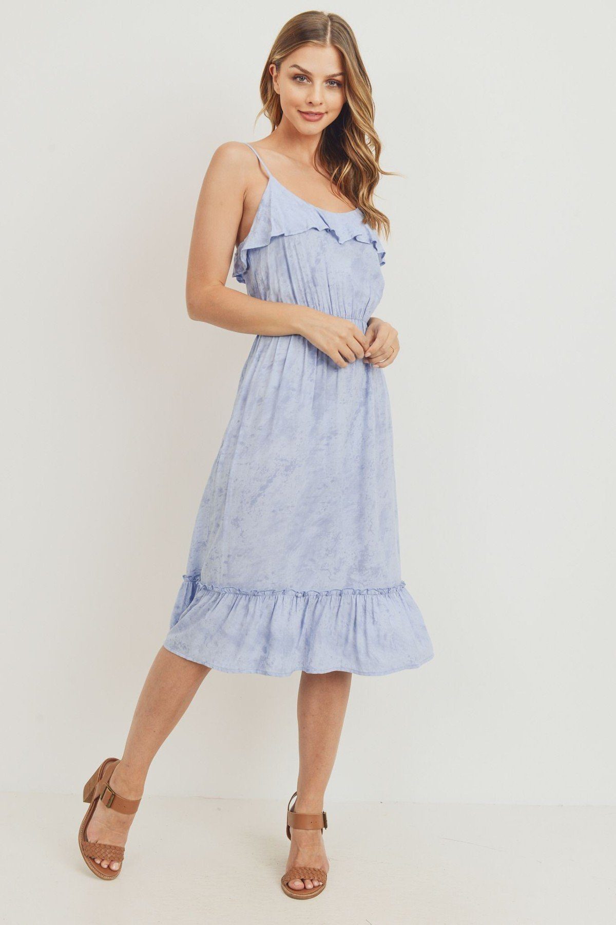 Ruffle Hem Spaghetti Strap Midi Dress - Absolute Fashion 2020