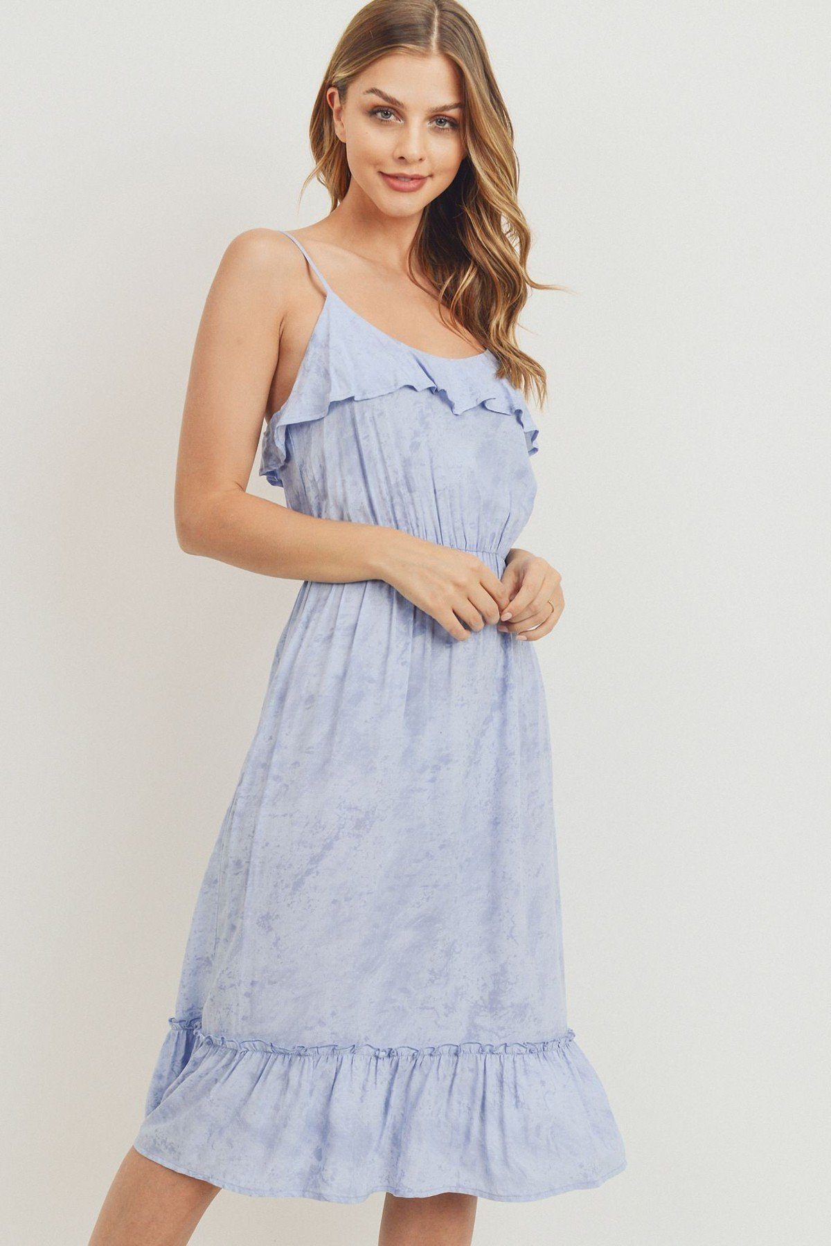 Ruffle Hem Spaghetti Strap Midi Dress - Absolute Fashion 2020