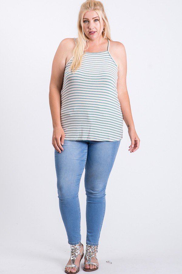 Sleeveless Multi Color Rib Fabric Tank Top - Absolute Fashion 2020