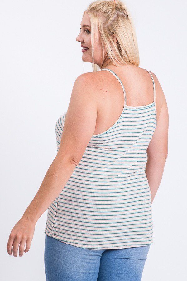 Sleeveless Multi Color Rib Fabric Tank Top - Absolute Fashion 2020