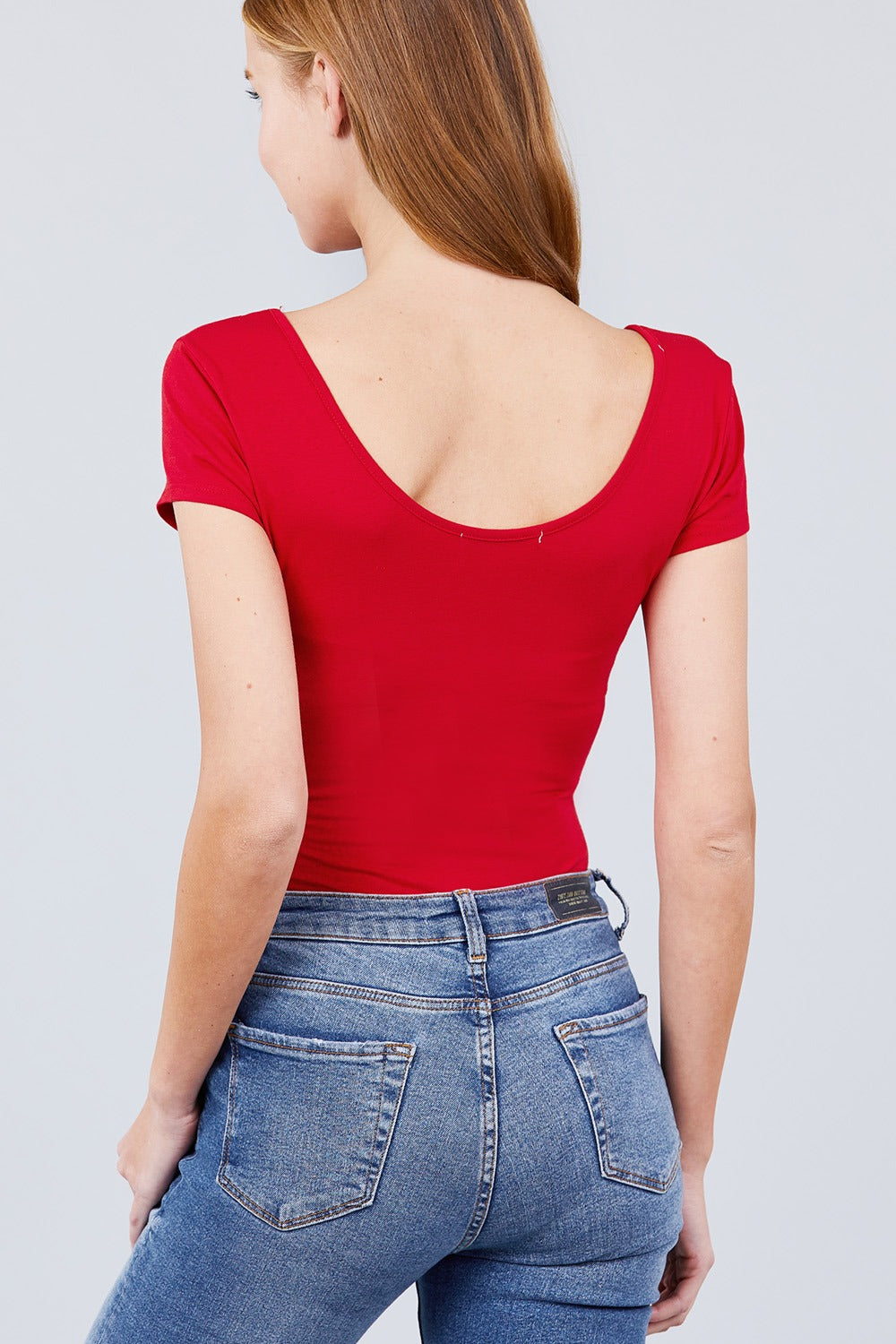 Solid Short Sleeve Scoop Neck Bodysuit - Absolute Fashion 2020