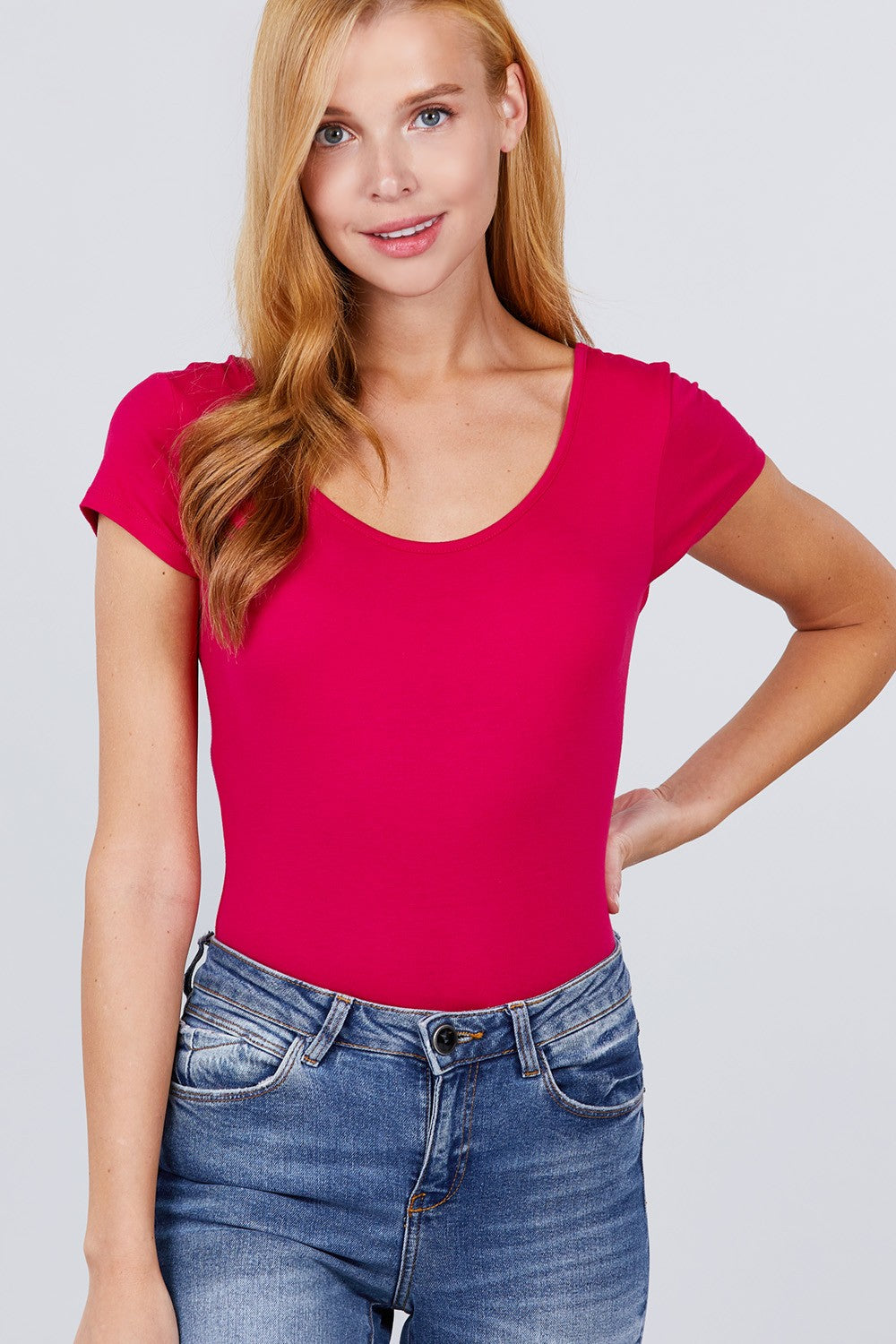 Solid Short Sleeve Scoop Neck Bodysuit - Absolute Fashion 2020