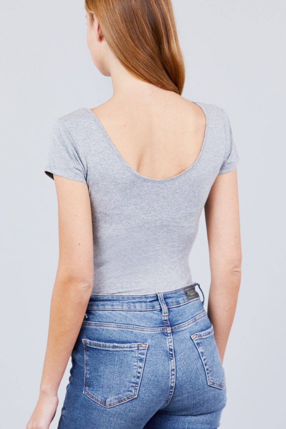 Solid Short Sleeve Scoop Neck Bodysuit - Absolute Fashion 2020