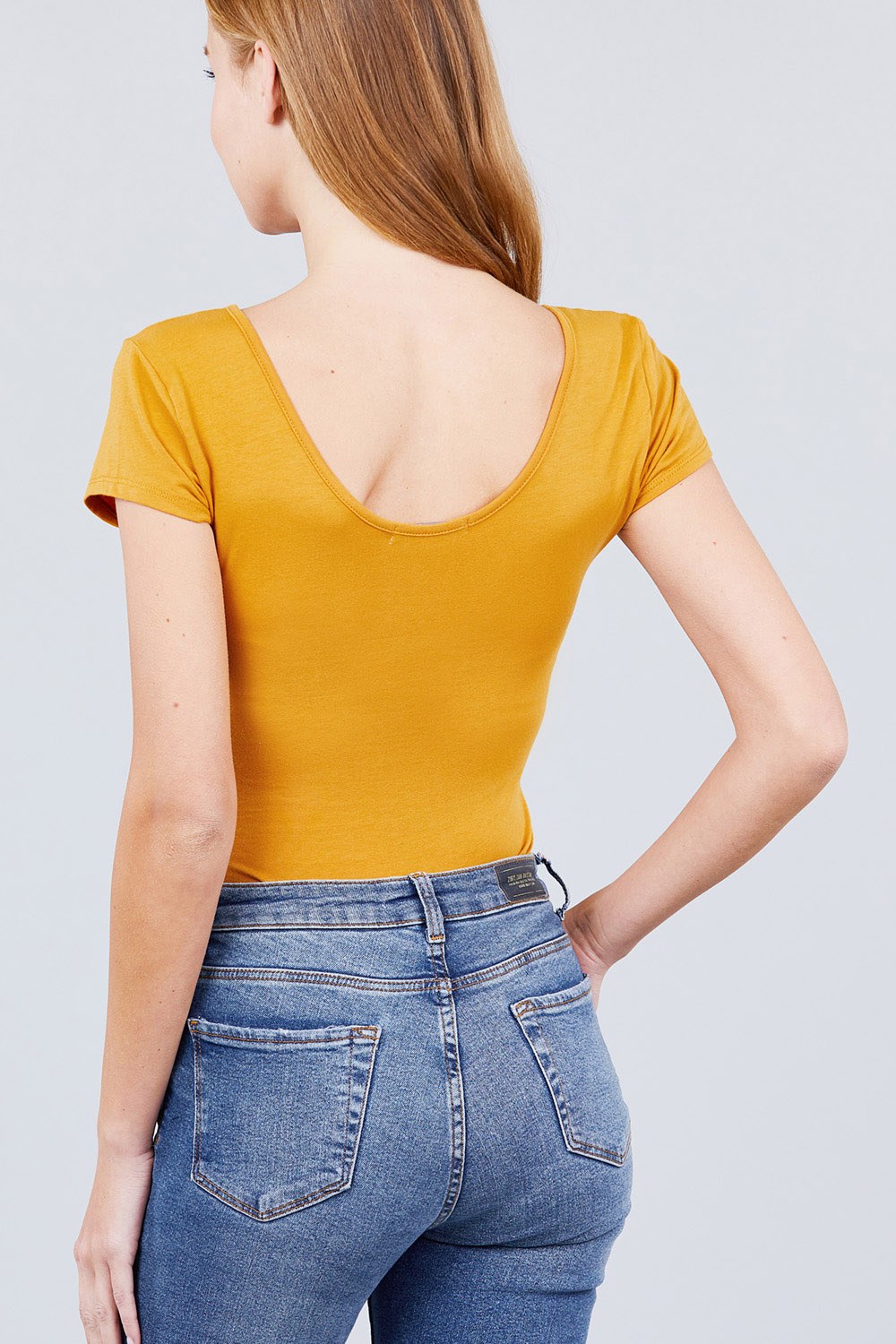 Solid Short Sleeve Scoop Neck Bodysuit - Absolute Fashion 2020