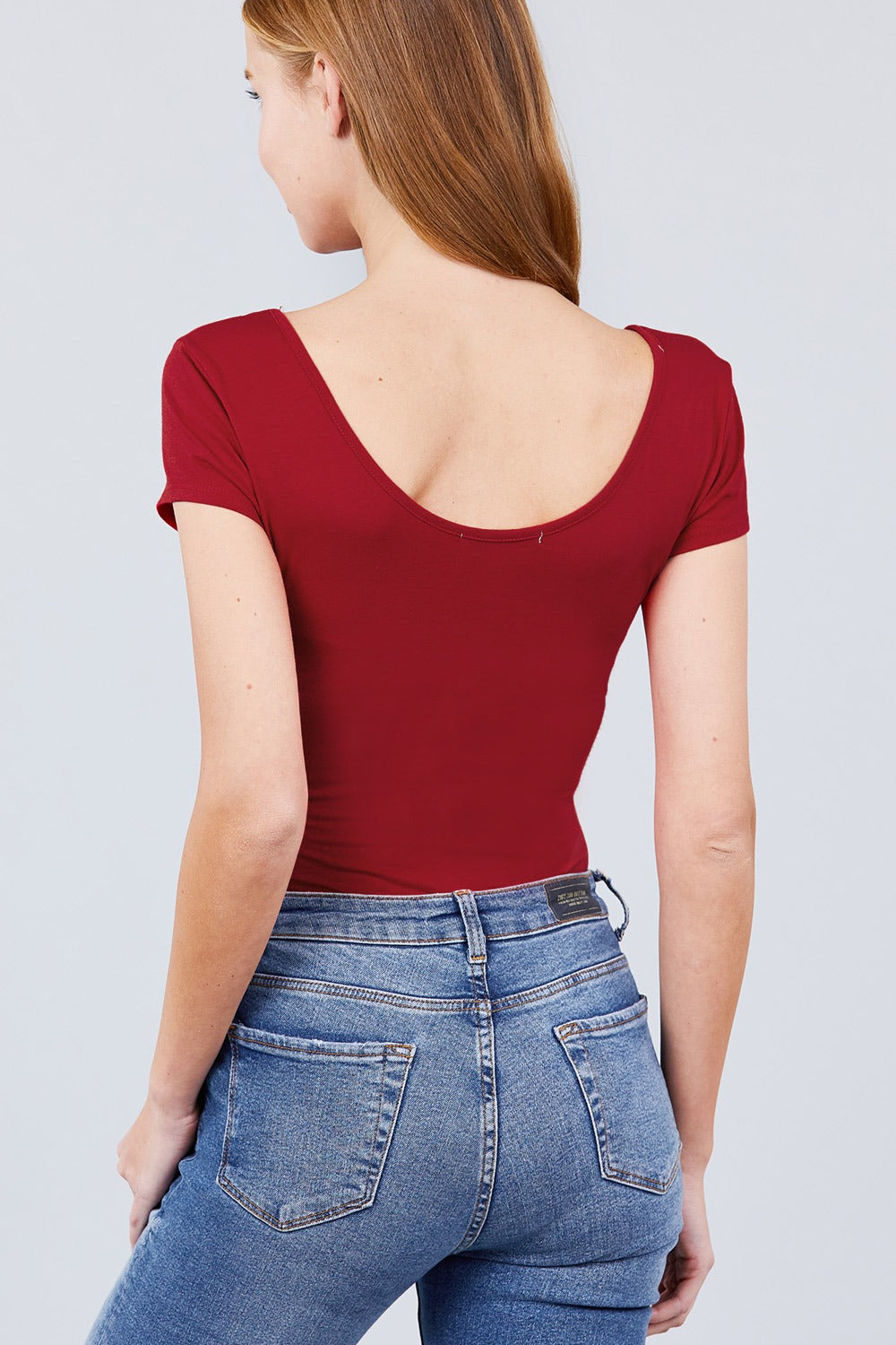Solid Short Sleeve Scoop Neck Bodysuit - Absolute Fashion 2020