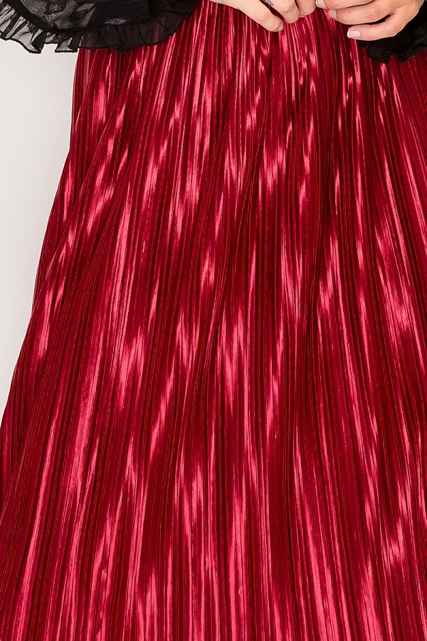 Lace Trim Accordion Pleated Midi Skirt - Absolute Fashion 2020