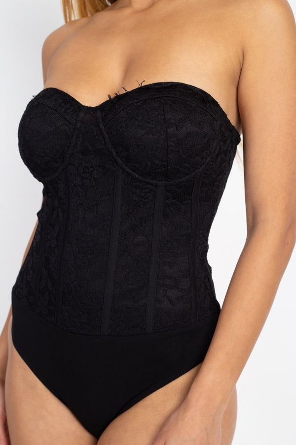 Sweetheart Floral Lace Tube Bodysuit - Absolute Fashion 2020