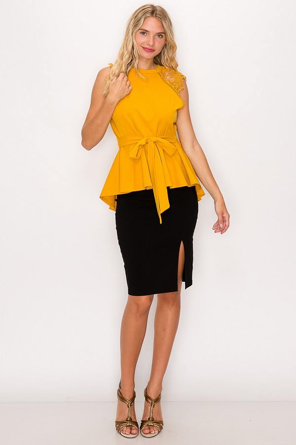 Floral Crochet Lace Belted Top - Absolute Fashion 2020
