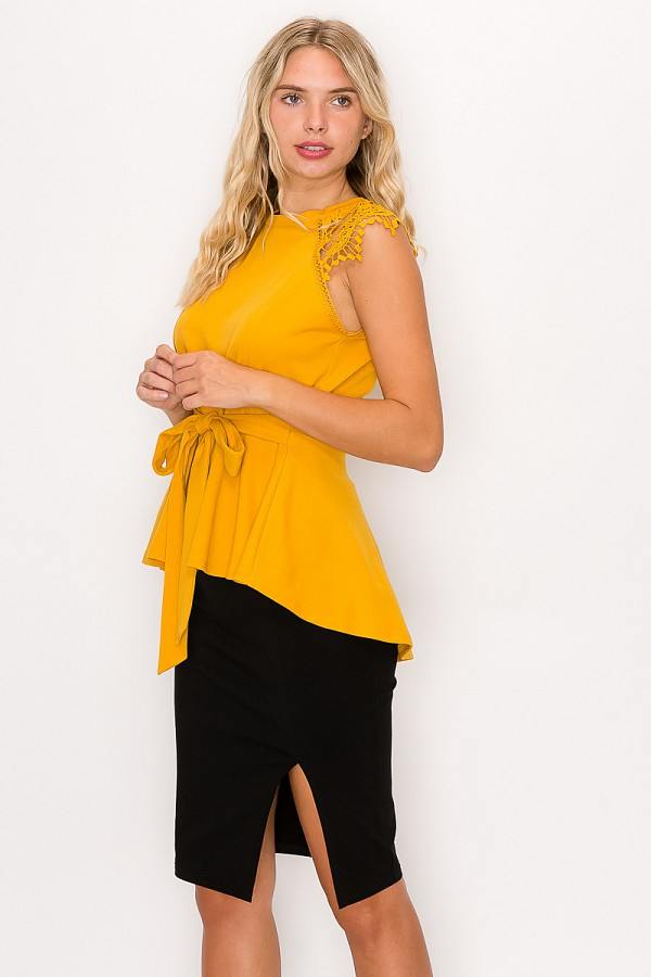 Floral Crochet Lace Belted Top - Absolute Fashion 2020