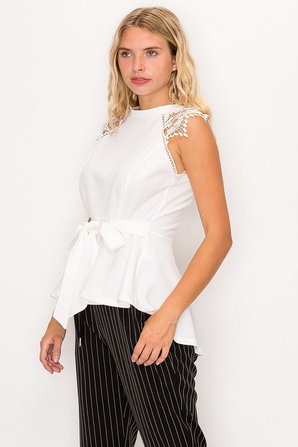 Floral Crochet Lace Belted Top - Absolute Fashion 2020