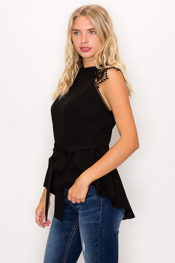 Floral Crochet Lace Belted Top - Absolute Fashion 2020