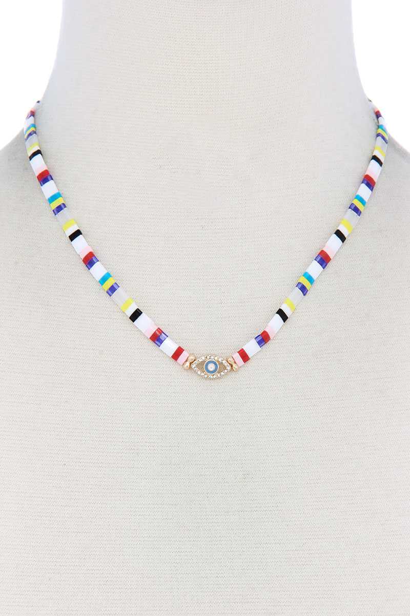 Evil Eye Charm Color Block Necklace - Absolute Fashion 2020