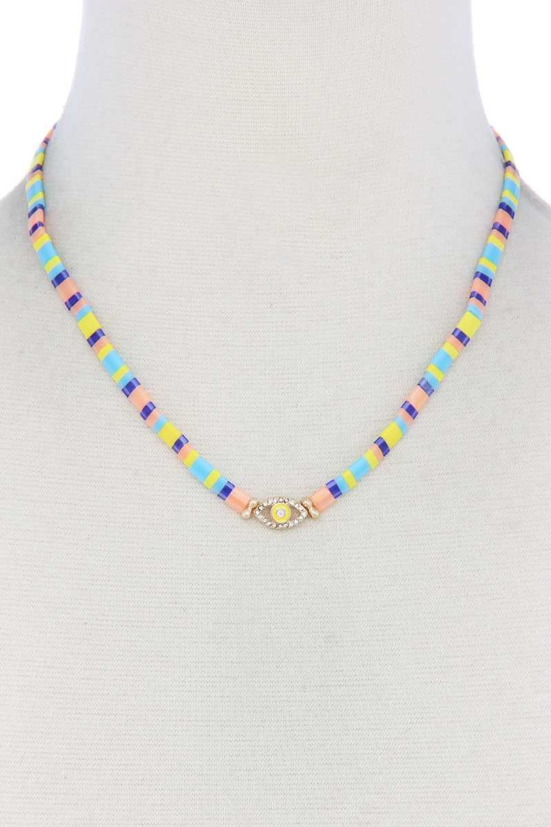 Evil Eye Charm Color Block Necklace - Absolute Fashion 2020
