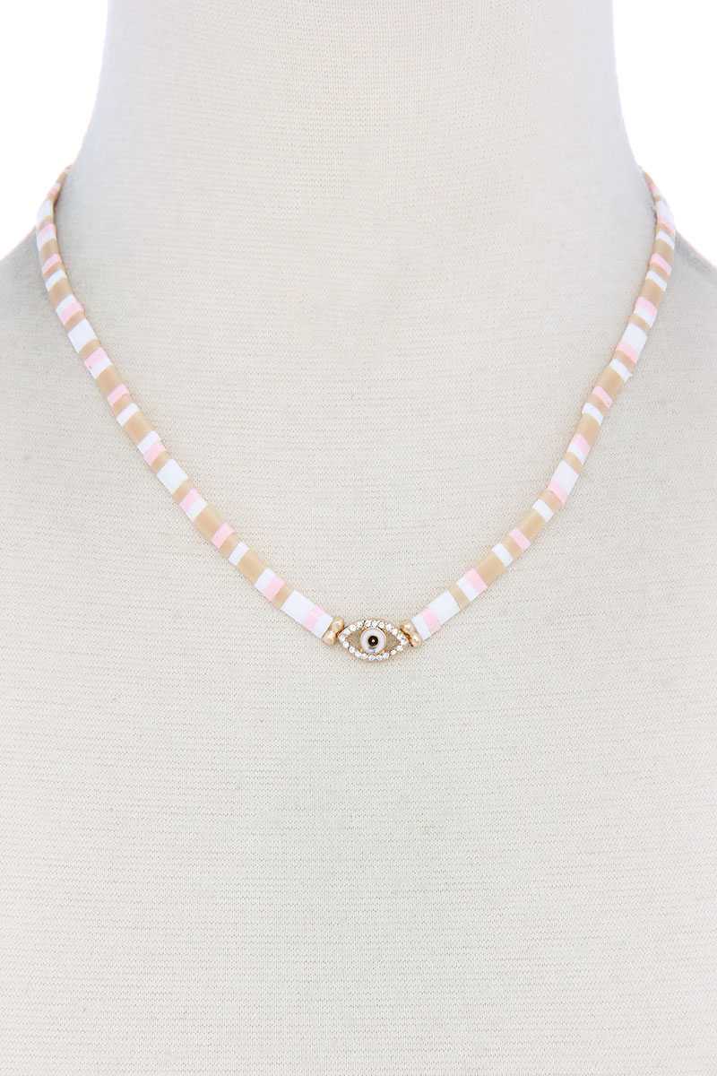 Evil Eye Charm Color Block Necklace - Absolute Fashion 2020
