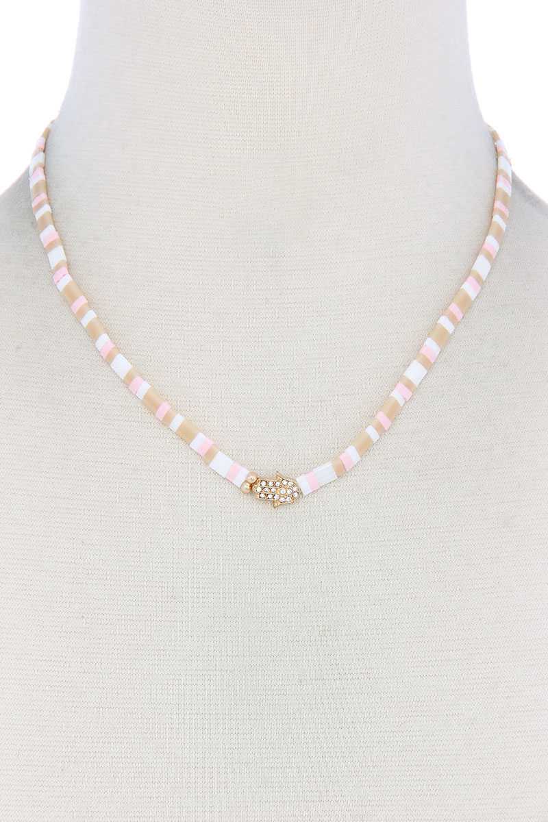 Hamsa Hand Charm Color Block Necklace - Absolute Fashion 2020