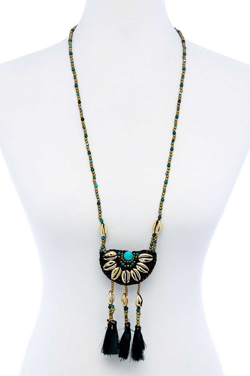 Fashion Sea Shell And Beaded Long India Necklace - Absolute Fashion 2020