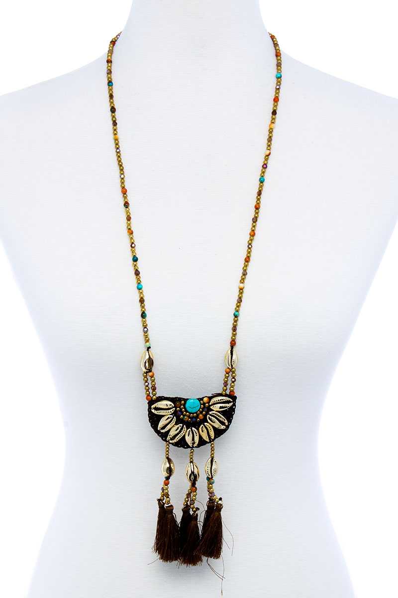 Fashion Sea Shell And Beaded Long India Necklace - Absolute Fashion 2020