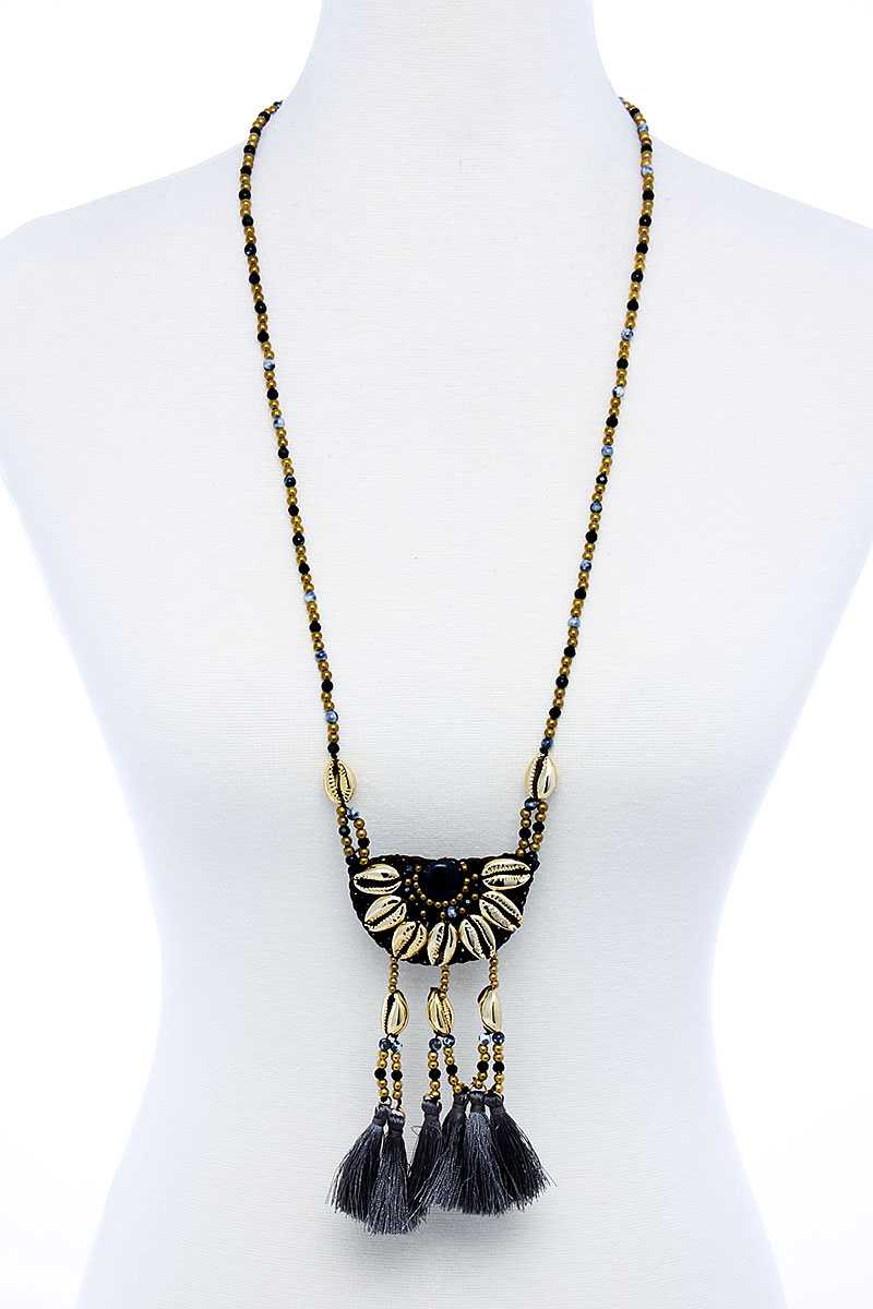 Fashion Sea Shell And Beaded Long India Necklace - Absolute Fashion 2020