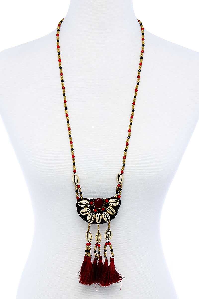 Fashion Sea Shell And Beaded Long India Necklace - Absolute Fashion 2020