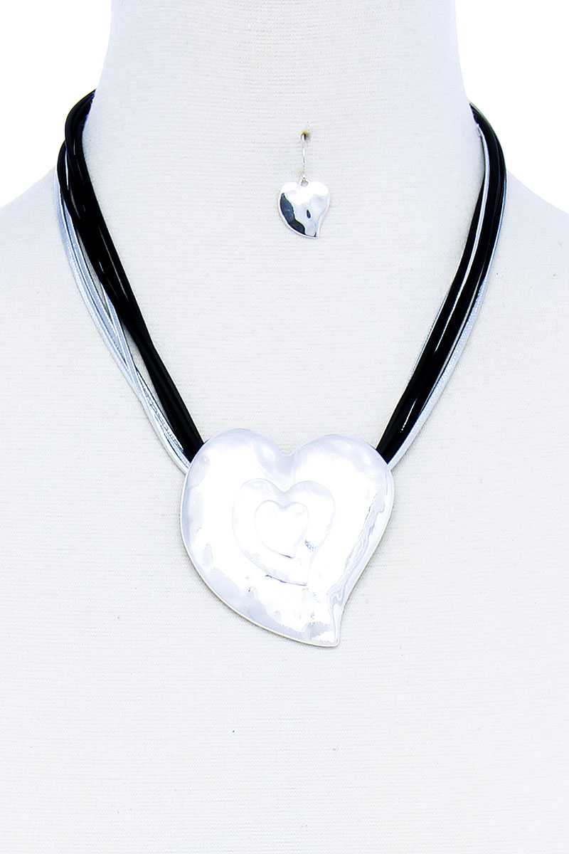 Fashion Triple Heart Pendant Necklace And Earring Set - Absolute Fashion 2020