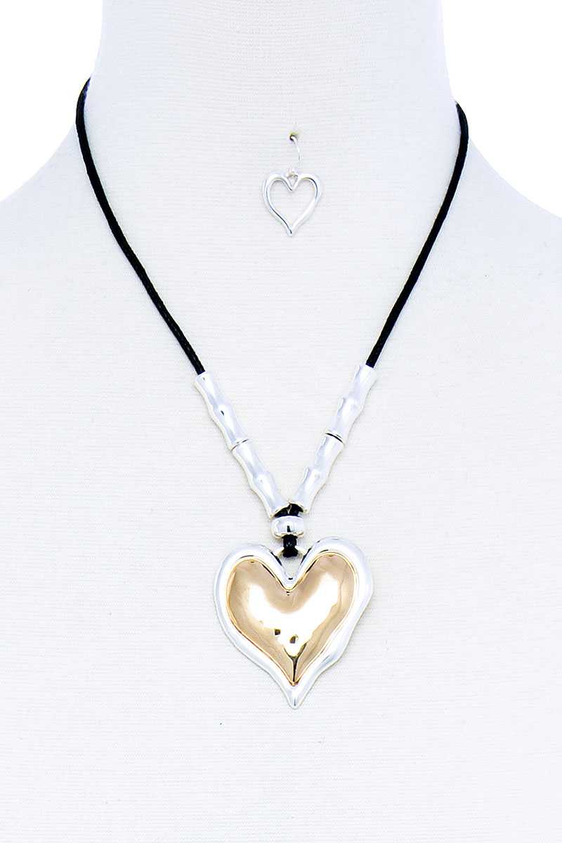 Fashion Stylish Heart Pendant Necklace And Earring Set - Absolute Fashion 2020