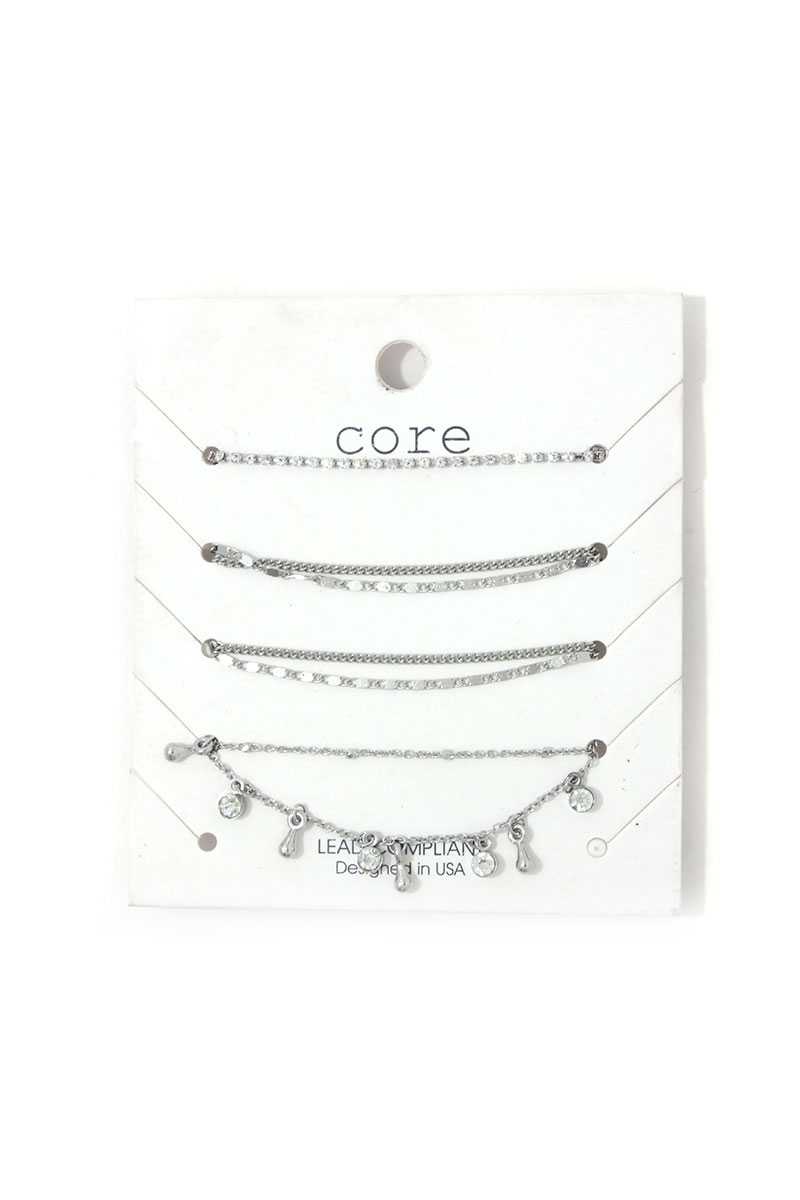 Rhinestone Dangle Metal Bracelet Set - Absolute Fashion 2020