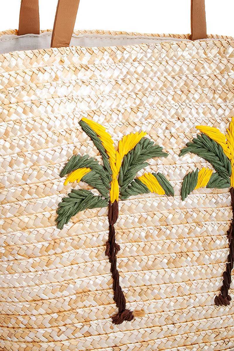 Chic Modern Natural Straw Woven Palm Tree Shopper Bag - Absolute Fashion 2020