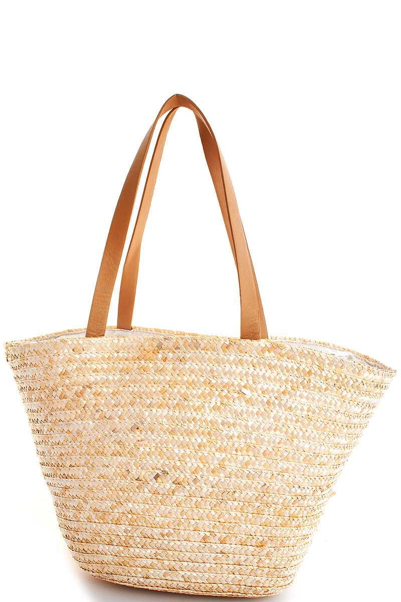 Chic Modern Natural Straw Woven Palm Tree Shopper Bag - Absolute Fashion 2020