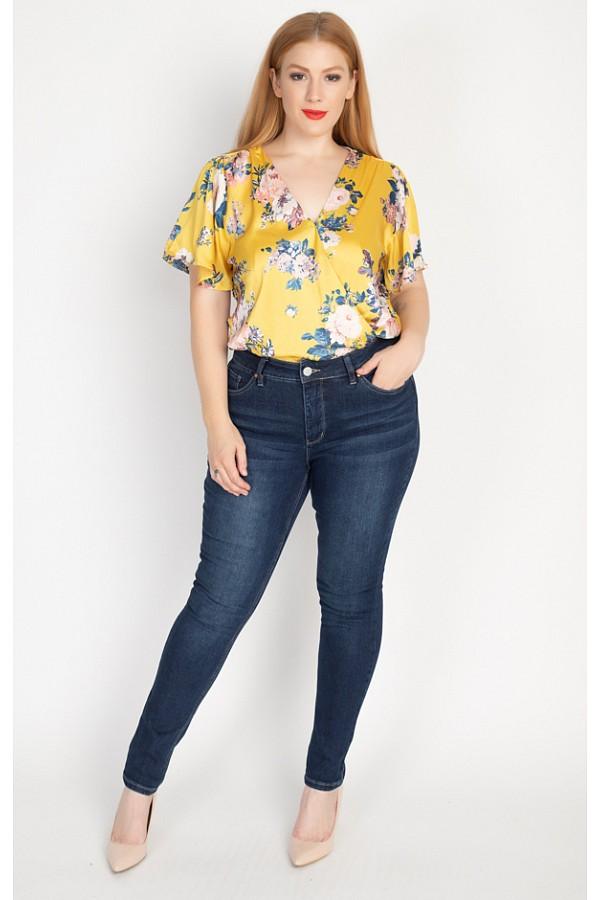 Floral Print Front Warp Bodysuit - Absolute Fashion 2020
