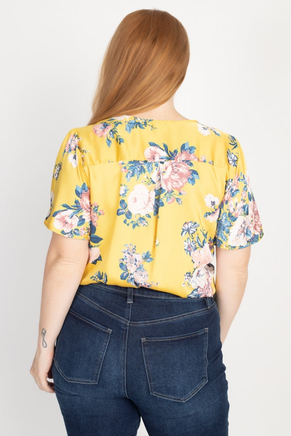 Floral Print Front Warp Bodysuit - Absolute Fashion 2020