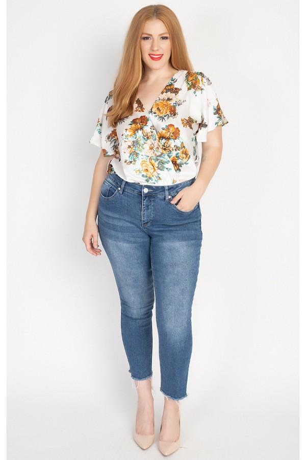 Floral Print Front Warp Bodysuit - Absolute Fashion 2020