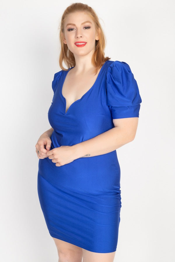 Satin Puff Sleeves Mini Dress - Absolute Fashion 2020