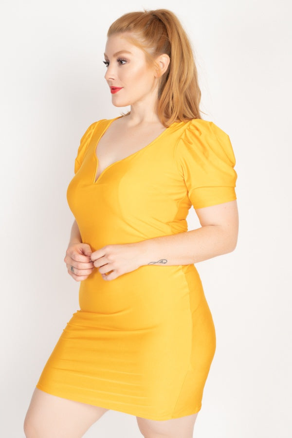 Satin Puff Sleeves Mini Dress - Absolute Fashion 2020
