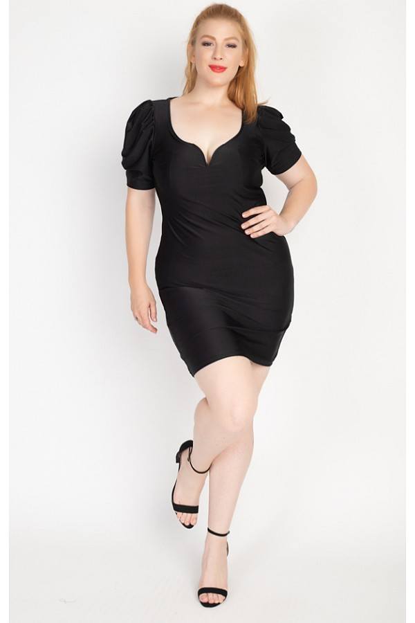 Satin Puff Sleeves Mini Dress - Absolute Fashion 2020