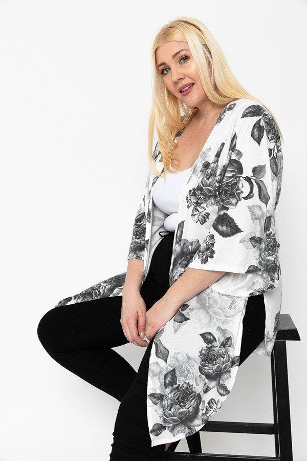 Floral Print, Long Body Cardigan - Absolute Fashion 2020